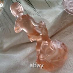 Two Rare Pieces of Pretty Pink Glass German Figurine and Bowl Depression Era
