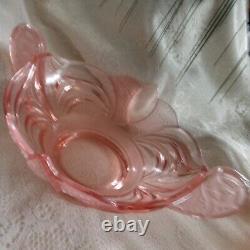 Two Rare Pieces of Pretty Pink Glass German Figurine and Bowl Depression Era