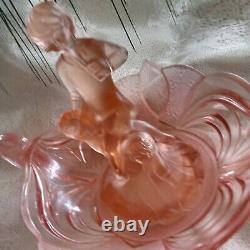 Two Rare Pieces of Pretty Pink Glass German Figurine and Bowl Depression Era