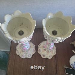 Two Victorian Ceramic Handpainted Lusters Two Victorian Ceramic Handpainted Lusters