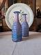 Two Wonderful Vintage Mdina Studio Art Glass Vases in Hexagonal Bottle Form
