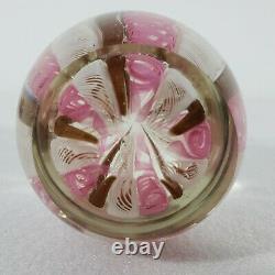 Unique Art Glass Paperweight withWhite & Pink Spiral Geometric Patterns Stunning