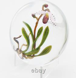 Unique FASCINATING Large CHRIS BUZZINI Pink ORCHID Art Glass PAPERWEIGHT 1 of 1