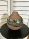 Unsigned ball vase pink with applied irridescent decoration stunning art glass