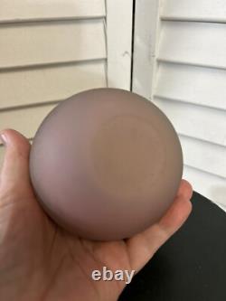 Unsigned ball vase pink with applied irridescent decoration stunning art glass