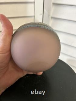 Unsigned ball vase pink with applied irridescent decoration stunning art glass
