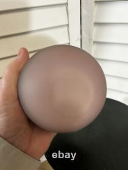 Unsigned ball vase pink with applied irridescent decoration stunning art glass