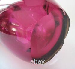 VAL ST. LAMBERT GUIDO BON Pink & Clear Glass Vase Belgium Circa 1950's