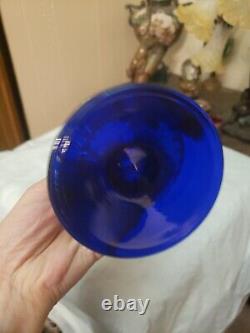 VASE Art glass Optic Light Pink Cobalt Blue Applied Handles Kralik bohemian