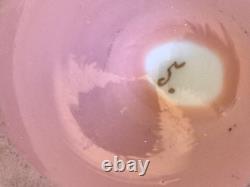 VASE Bristol Pink Opaline Victorian Cased Glass Hand Painted Bird & Floral