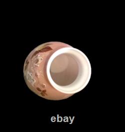 VASE Bristol Pink Opaline Victorian Cased Glass Hand Painted Bird & Floral