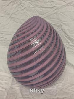 VENINI Limited Edition 7/19 Murano Art Glass Pink Swirl Egg 26cm NEW BOXED RARE