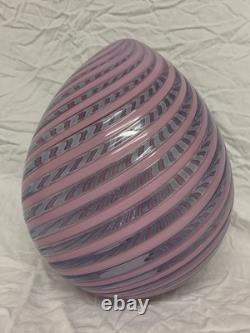 VENINI Limited Edition 7/19 Murano Art Glass Pink Swirl Egg 26cm NEW BOXED RARE