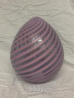 VENINI Limited Edition 7/19 Murano Art Glass Pink Swirl Egg 26cm NEW BOXED RARE