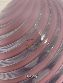VENINI Limited Edition 7/19 Murano Art Glass Pink Swirl Egg 26cm NEW BOXED RARE
