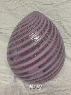VENINI Limited Edition 7/19 Murano Art Glass Pink Swirl Egg 26cm NEW BOXED RARE