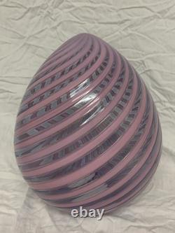VENINI Limited Edition 7/19 Murano Art Glass Pink Swirl Egg 26cm NEW BOXED RARE