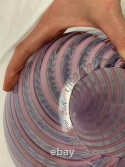 VENINI Limited Edition 7/19 Murano Art Glass Pink Swirl Egg 26cm NEW BOXED RARE