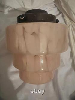 VINTAGE 20s 1930s ART DECO BAKELITE PINK GLASS GRADUATED TIERED LIGHT LAMP SHADE