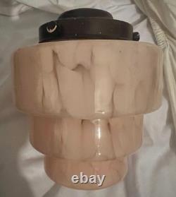VINTAGE 20s 1930s ART DECO BAKELITE PINK GLASS GRADUATED TIERED LIGHT LAMP SHADE