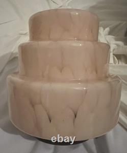 VINTAGE 20s 1930s ART DECO BAKELITE PINK GLASS GRADUATED TIERED LIGHT LAMP SHADE