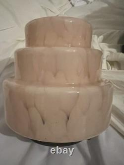 VINTAGE 20s 1930s ART DECO BAKELITE PINK GLASS GRADUATED TIERED LIGHT LAMP SHADE
