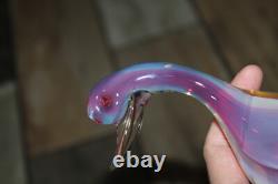 VINTAGE ARCHIMEDE SEGUSO Alabastro Pink Opalescent Art Glass Duck 6.5 INCH
