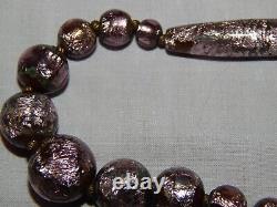VINTAGE ART DECO DUSKY PINK CZECH / BOHEMIAN FOIL GLASS NECKLACE 1930's