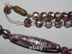 VINTAGE ART DECO DUSKY PINK CZECH / BOHEMIAN FOIL GLASS NECKLACE 1930's