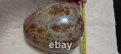 VINTAGE Artist Signed Art Glass Round Polished Heavy Bottom Flower Art Vase'99