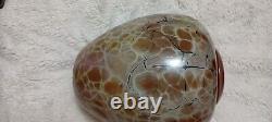 VINTAGE Artist Signed Art Glass Round Polished Heavy Bottom Flower Art Vase'99