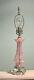 VINTAGE BAROVIER & TOSO MURANO BLOWN GLASS LAMP with LABEL, TASSELS PINK VENETIAN