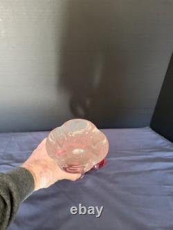 VTG Clear & pink Art Glass Vase Designed By Josef Hospodka Chribska Classwork