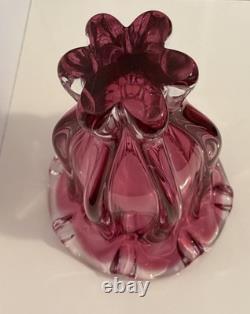 VTG Czech 1960'S Josef Hospodka Art Glass Vase Large 12 MPink & Clear MCM