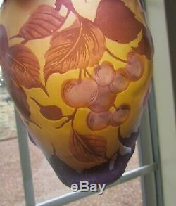 VTG Emile Gallé Art Glass Cherry Vase REPRODUCTION 6 1/4