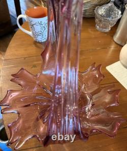 VTG Formica Vetri Murano Cranberry Pink Art Glass Basket Hand Blown Italy