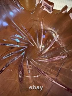 VTG Formica Vetri Murano Cranberry Pink Art Glass Basket Hand Blown Italy