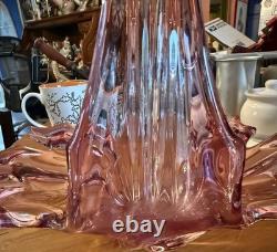 VTG Formica Vetri Murano Cranberry Pink Art Glass Basket Hand Blown Italy