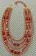 VTG HOBE 5 Strand Necklace Gold Mesh Chains & Murano Red Pink Art Glass Beads