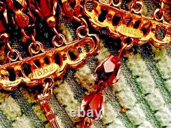 VTG HOBE 5 Strand Necklace Gold Mesh Chains & Murano Red Pink Art Glass Beads