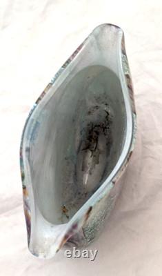 VTG Michael Harris Isle of Wight Signed Art Glass Vase Green Pink Swirl