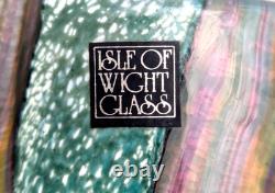 VTG Michael Harris Isle of Wight Signed Art Glass Vase Green Pink Swirl