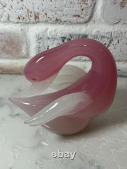 VTG Murano Archimede Seguso Alabaster Art Glass Pink Swan Bird Duck Figurine