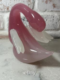 VTG Murano Archimede Seguso Alabaster Art Glass Pink Swan Bird Duck Figurine