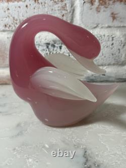 VTG Murano Archimede Seguso Alabaster Art Glass Pink Swan Bird Duck Figurine