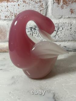 VTG Murano Archimede Seguso Alabaster Art Glass Pink Swan Bird Duck Figurine