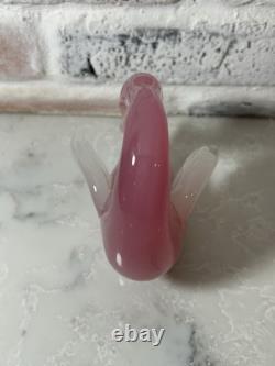 VTG Murano Archimede Seguso Alabaster Art Glass Pink Swan Bird Duck Figurine