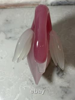 VTG Murano Archimede Seguso Alabaster Art Glass Pink Swan Bird Duck Figurine