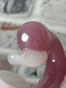VTG Murano Archimede Seguso Alabaster Art Glass Pink Swan Bird Duck Figurine