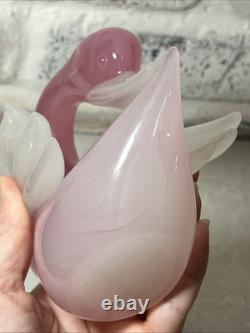 VTG Murano Archimede Seguso Alabaster Art Glass Pink Swan Bird Duck Figurine
